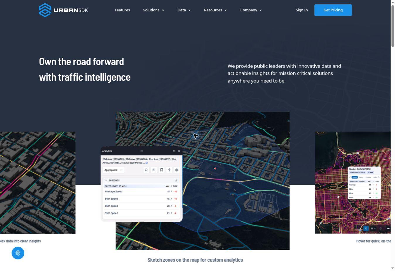 Urban SDK — Platform overview with sketched zones driving custom traffic analytics (1 of 7)